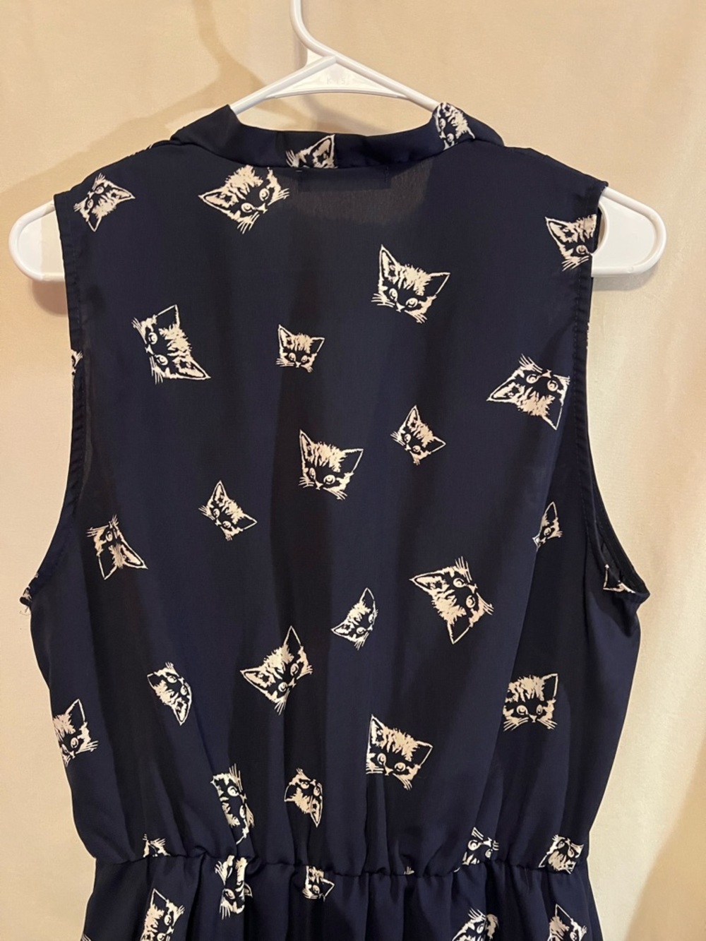 ModCloth Jessy B Cat Print Sleeveless Peplum Blouse size XL - Picture 6 of 10